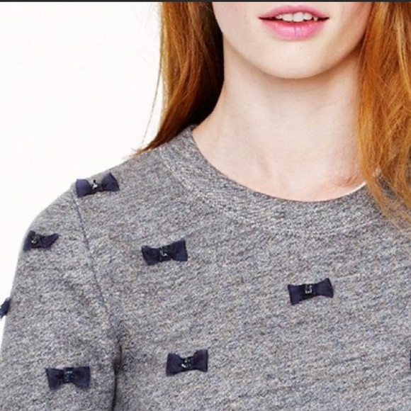 J. Crew Sweaters - J. Crew Bow Embellished Gray Sweatshirt Top, medium